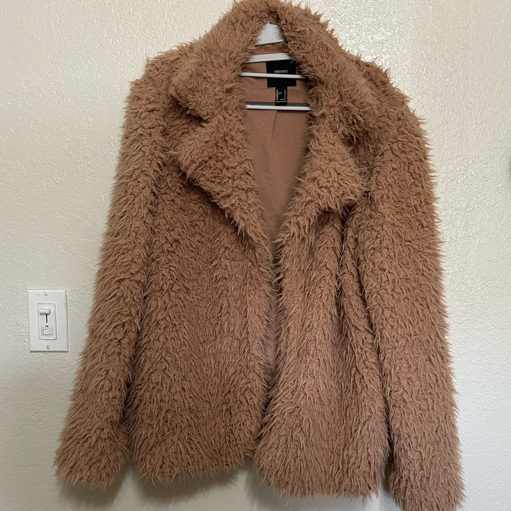 Women's Tan Faux Fur Jacket